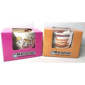 NEW~Maruchan Noodle Bowl With Chopsticks Bundle His & Hers Set